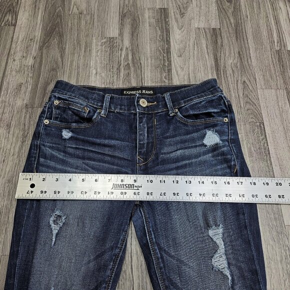 Express Jeans Pants Womens 6S Blue Distressed Legging Mid Rise Skinny Denim - Picture 10 of 13